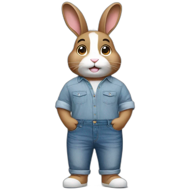 male bunny with airpods, jeans and oversize shirt  emoji