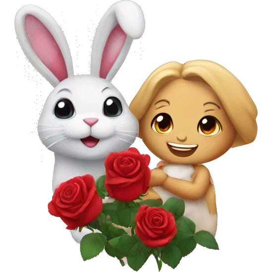 Cute rose and rabbit  emoji