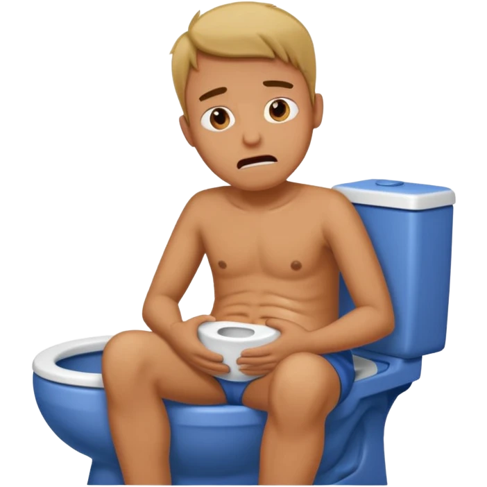 Man siting in a toilet bowl for diarrhea  emoji