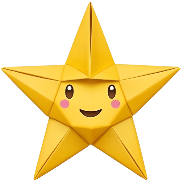 origami paper star, yellow, classic emoji look emoji