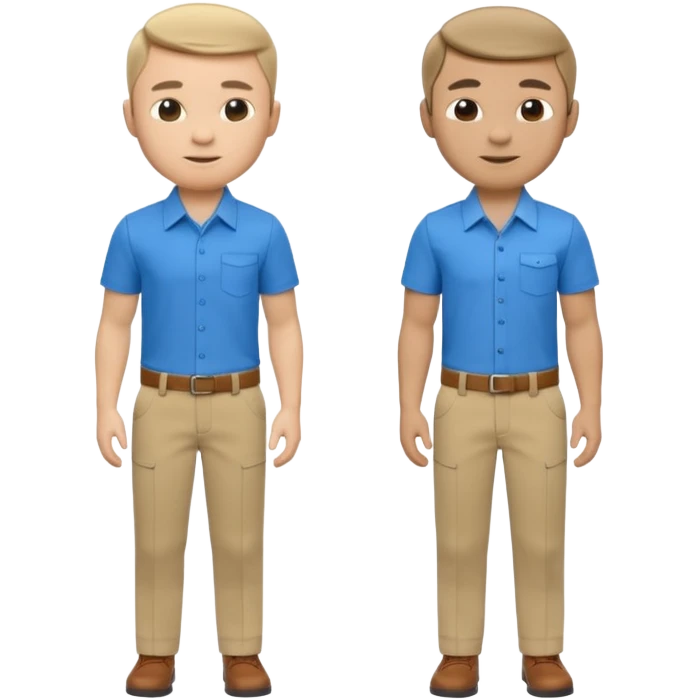 A 3D cartoon shirt and pants arranged side by side, semi-formal style, soft light, realistic Memoji-style. emoji
