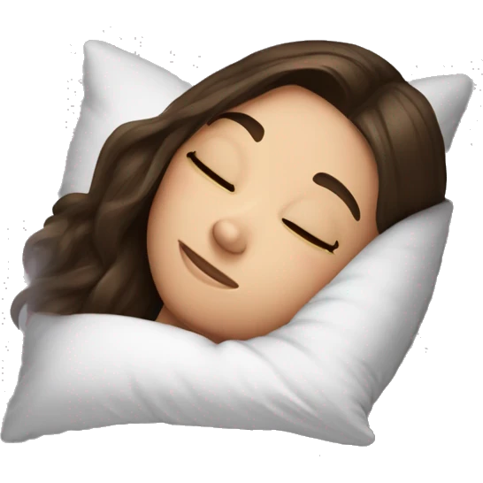 a brunette girl is lying on a pillow. the inscription good night is at the top emoji