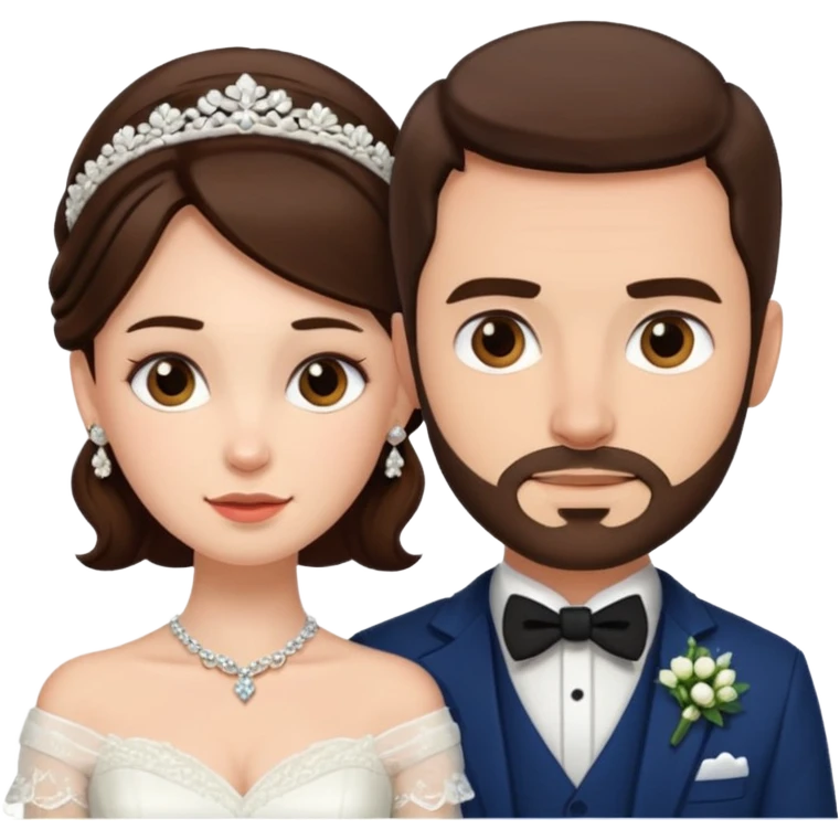 scottish man with stubble, brunette woman wedding emoji