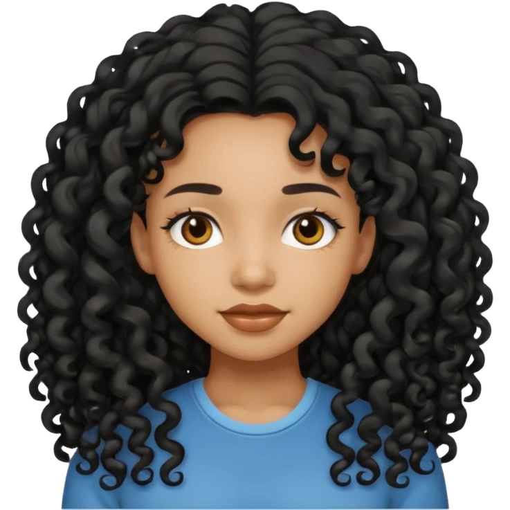 black girl with long curly black hair emoji