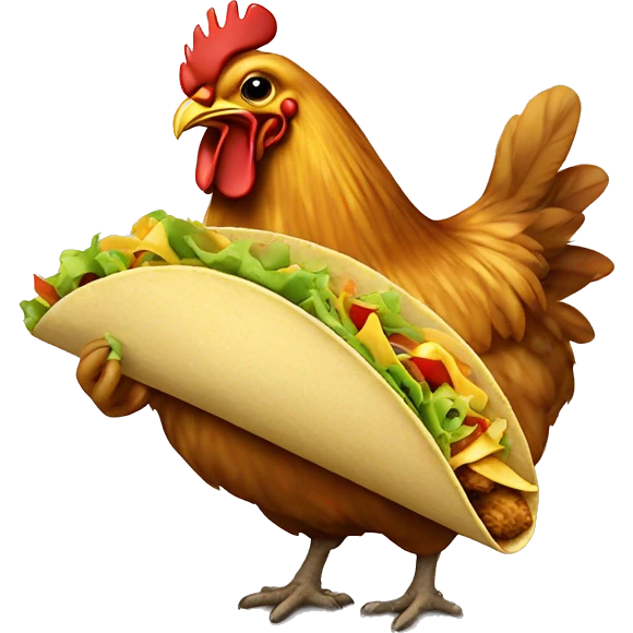 Chicken eating taco emoji