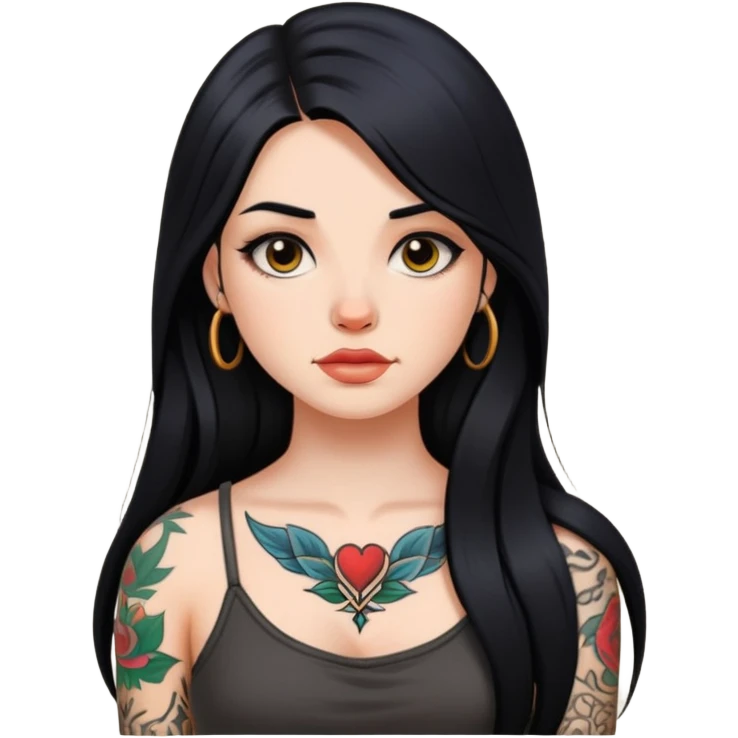 Tattoo girl with long black hair emoji