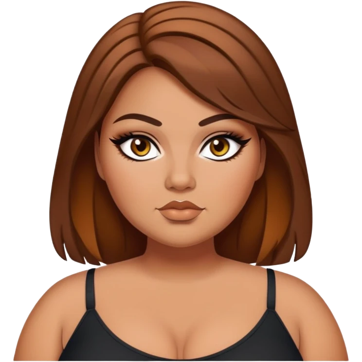 pretty plus size baddie with eyeliner and brown hair emoji