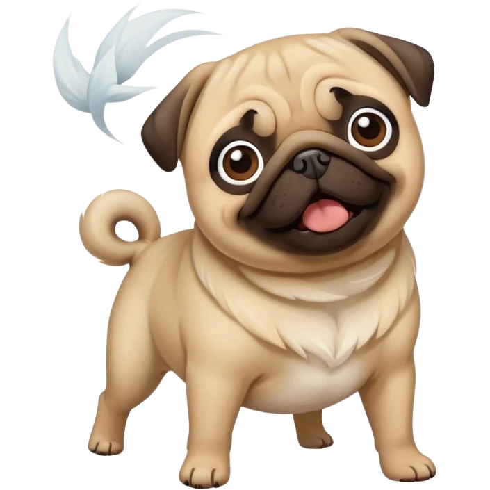 Pug being blown away by the wind emoji