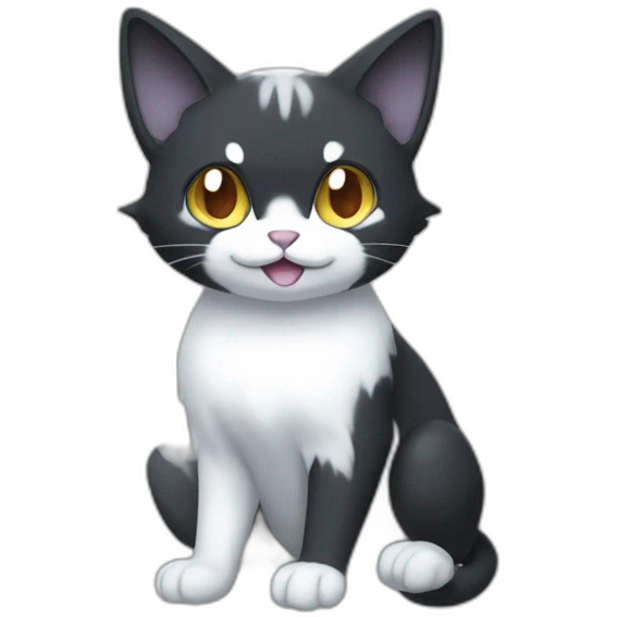 Sitting-Black-and-White-face-cat-ghost-type-pokemon emoji