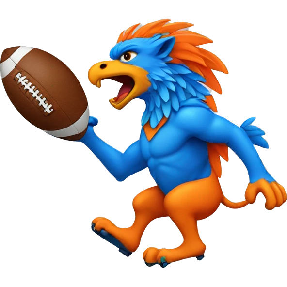 Wild Griffin with Football in blue and Orange  emoji