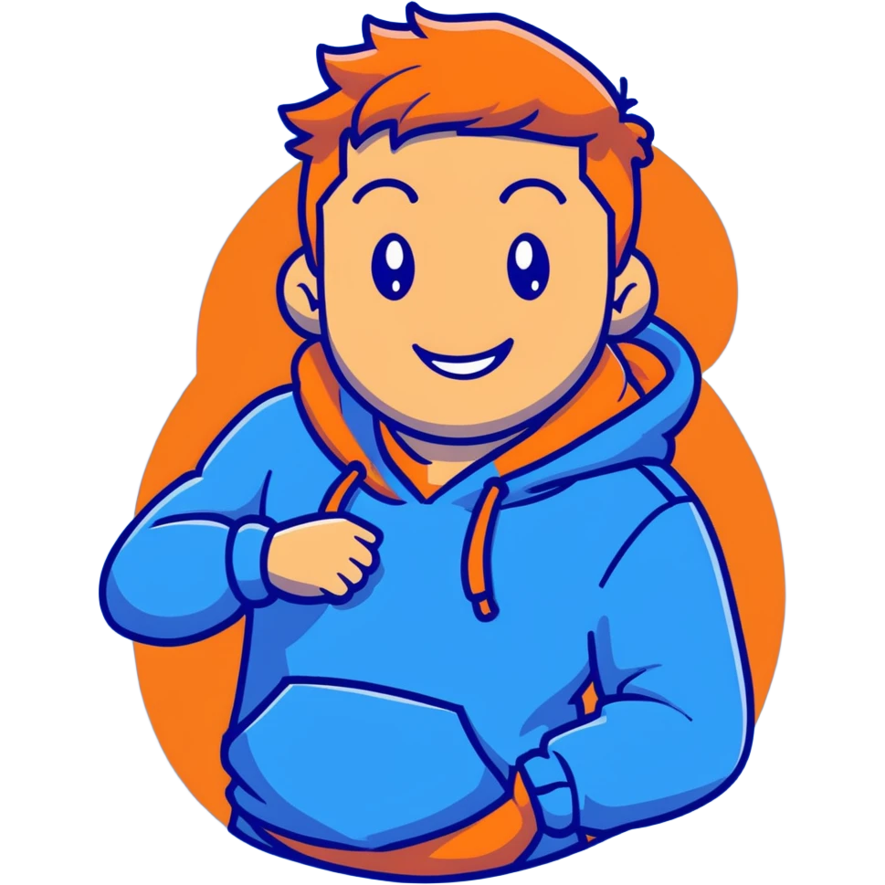 portrait of Mr. Beast, smiling, blue hoodie, energetic vibe emoji