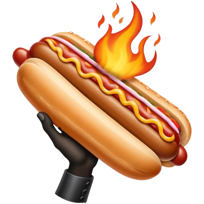 Hand Holding a Flaming Hotdog emoji