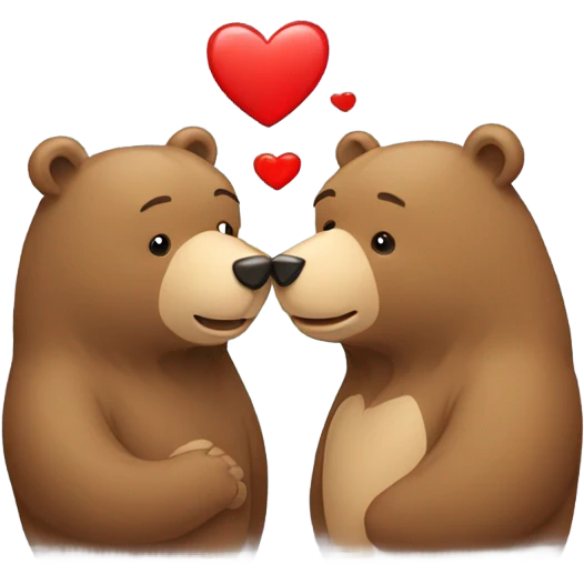 One female bear and one male bear kissing with hearts around  emoji
