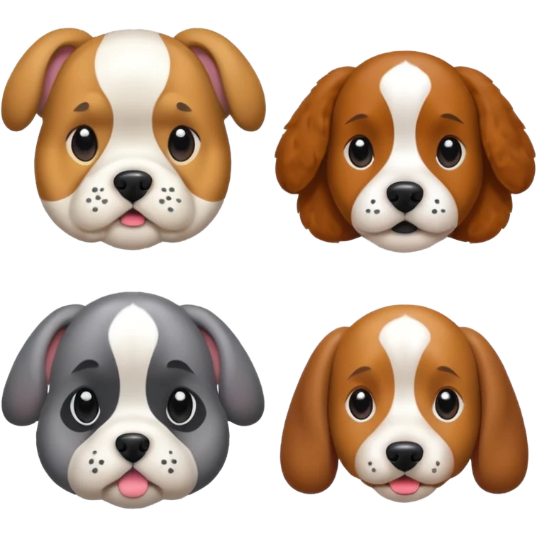 1 bulldog, 1 poodle, 1 husky, 1 dachshund emoji