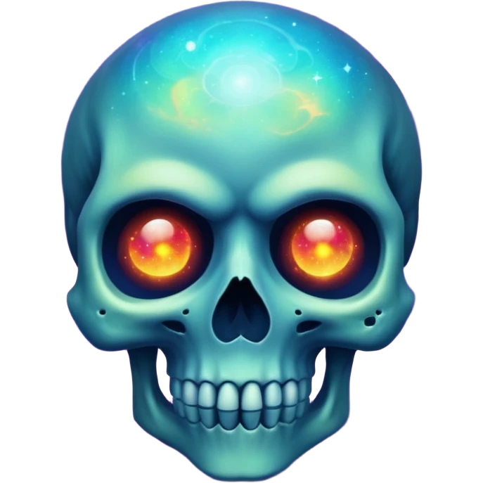 cosmic skull with glowing eyes and galaxy colors emoji