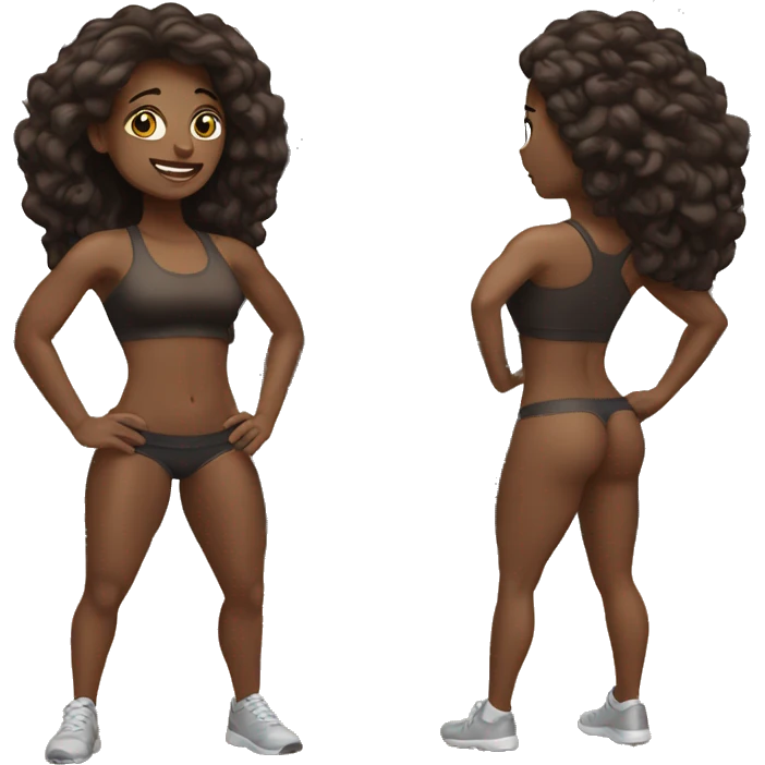 Dark brown lady in gym emoji