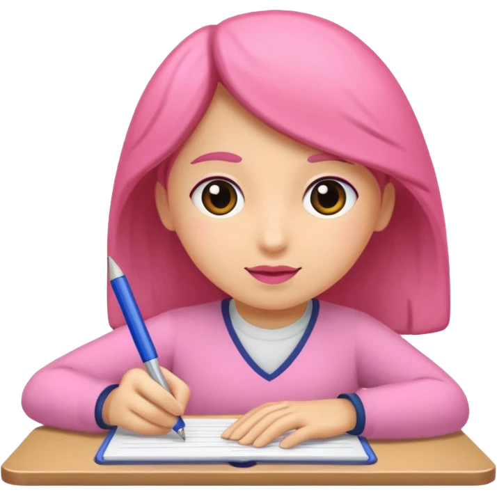 lapiz rosa escribiendo pensando emoji