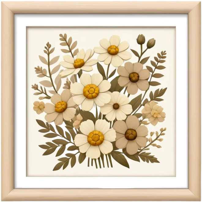 framed neutral pressed florals emoji