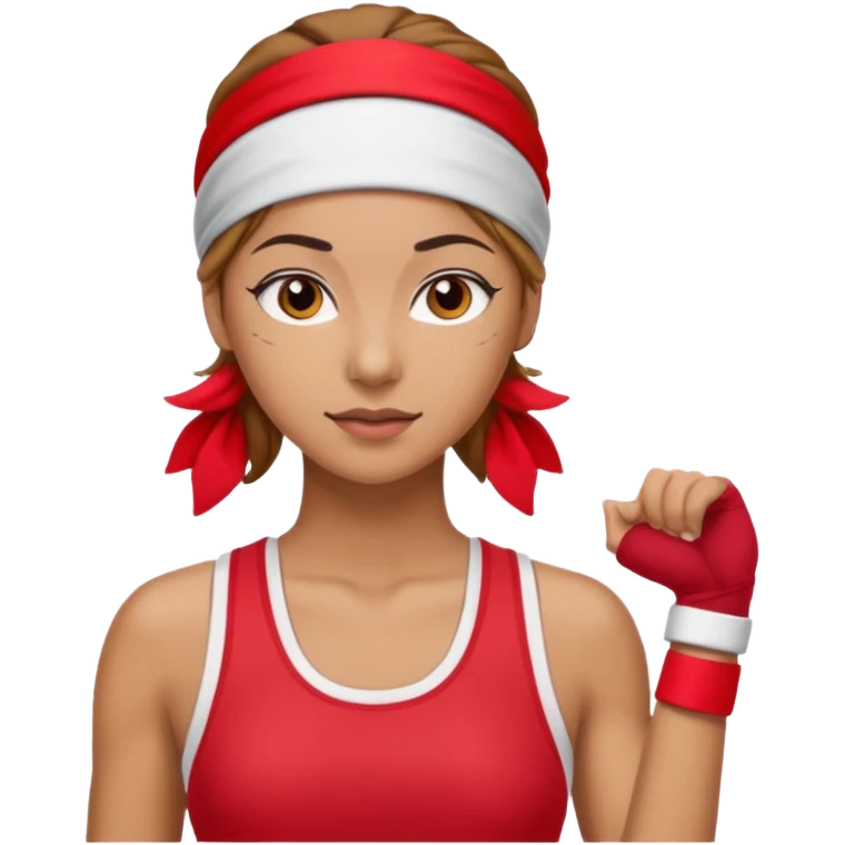 Woman with red headband and sporty outfit emoji