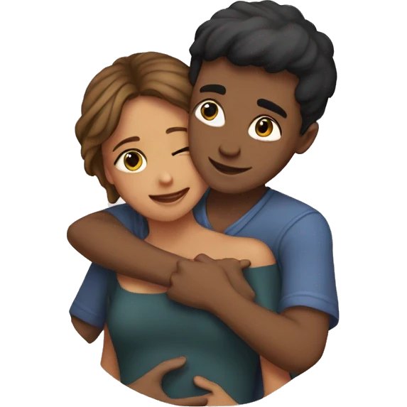 Girl hugging boy on chest  emoji