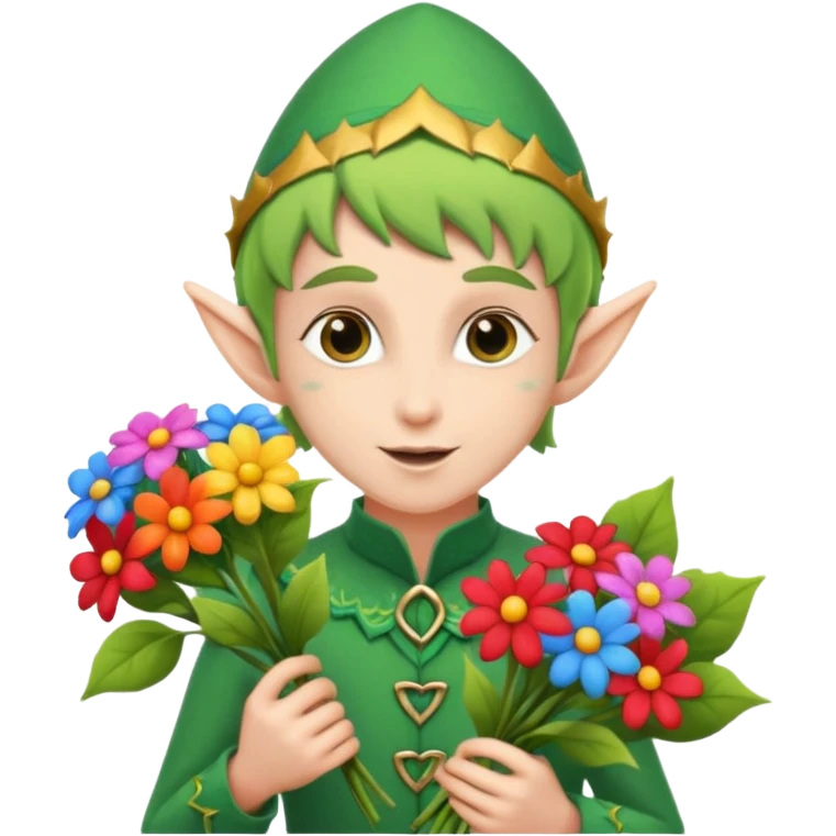 elf with flower bouquet emoji
