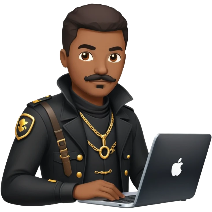 african-american web developer mustache mercenary black asymmetrical hacker emoji