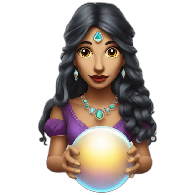 Gipsy Fortune teller with crystal ball looking into the camera emoji