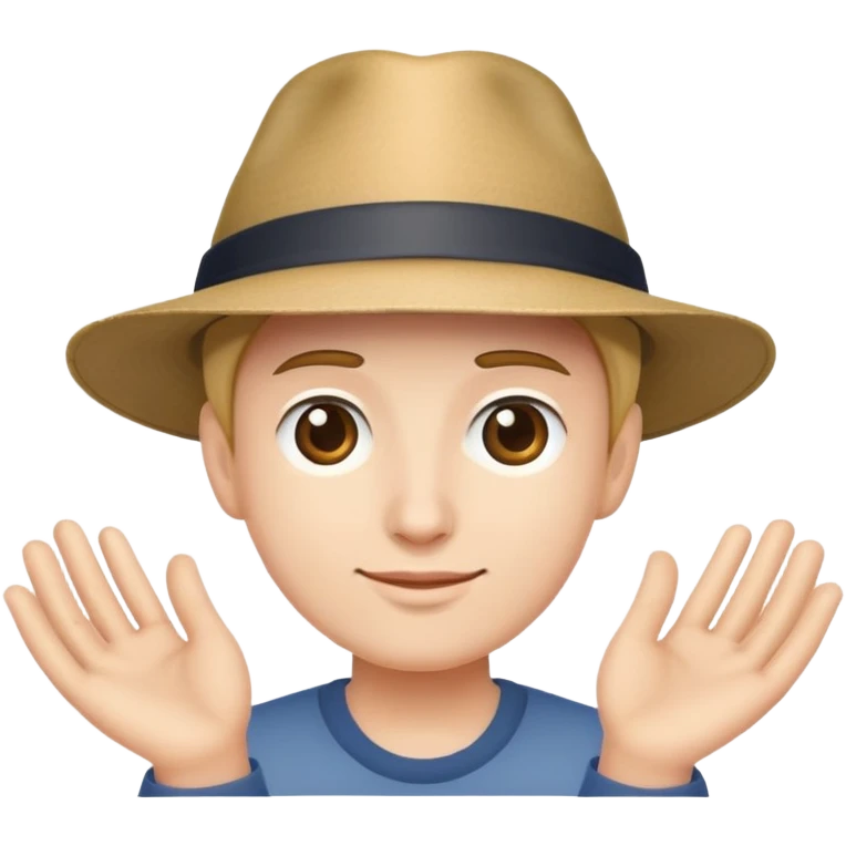 Person with a hat on with a hat in each hand emoji