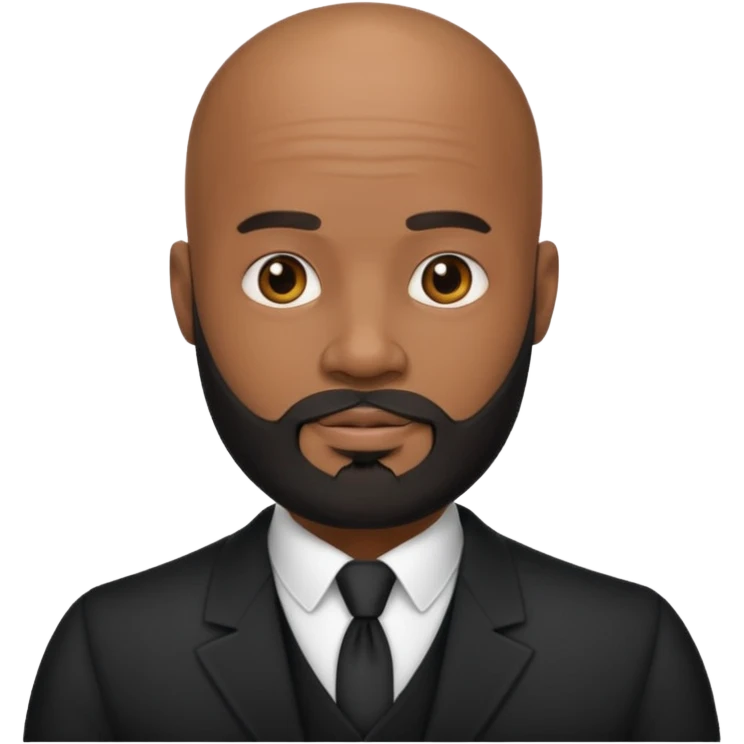 A handsome black gigolo with a full beard and bald head emoji