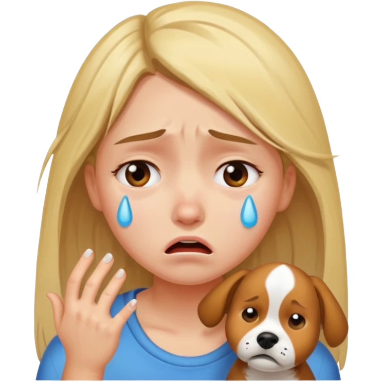 a very upset girl who lost her dog emoji