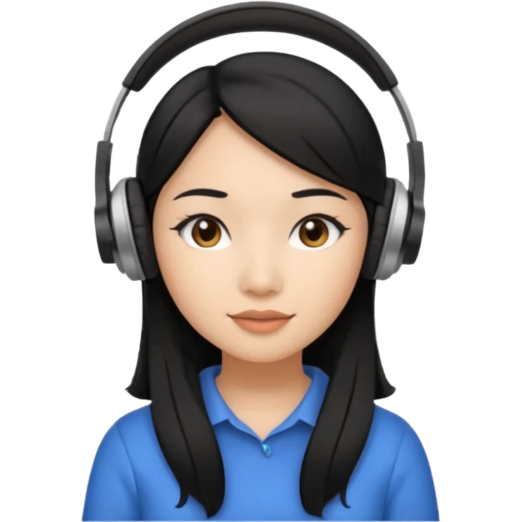 Female Filipino Virtual Assistant with Black Hair with headphone on emoji