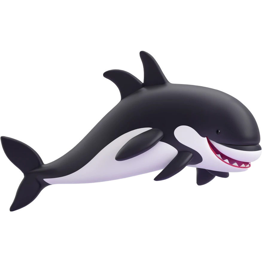 Make the orca's Nike sneakers clearly black and white, keep the rest unchanged, 3D emoji style, with no background. emoji
