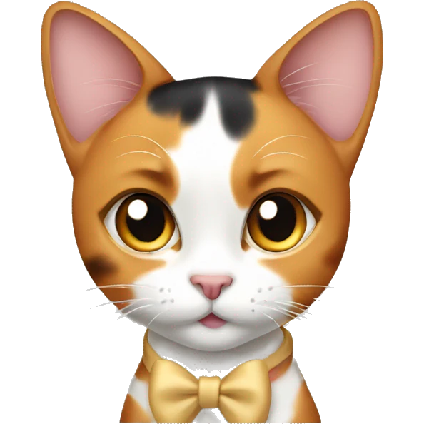 calico cat with no white on her fur and a bow on her head emoji