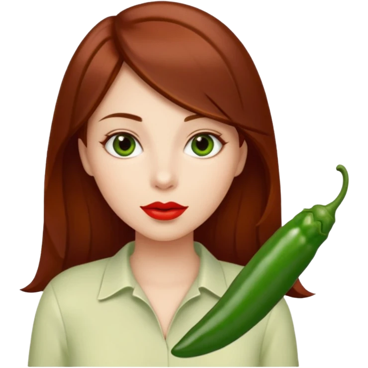 Girl with green chili emoji