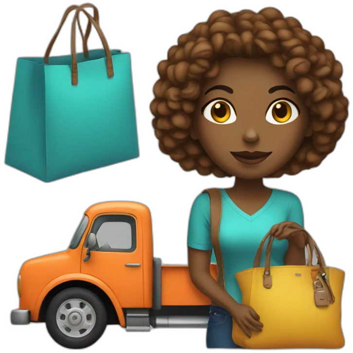 women with truck art color bag emoji