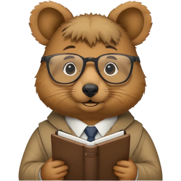 work with notebook quokka wearing glasses emoji