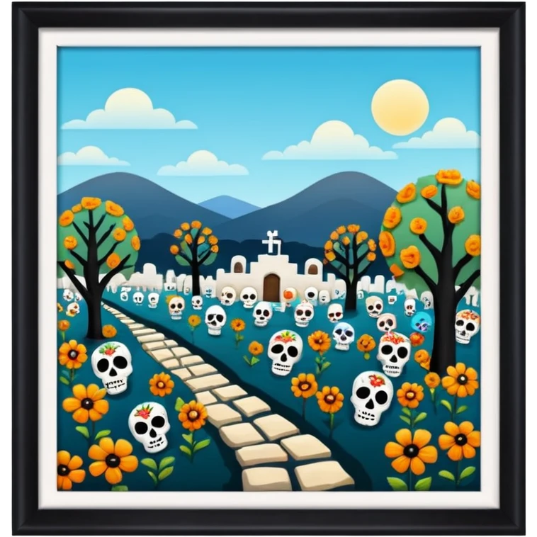 Paisaje panteón del día de muertos en México  emoji