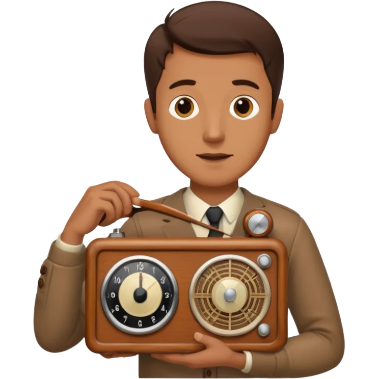 a vintage radio in the hands of a man  emoji