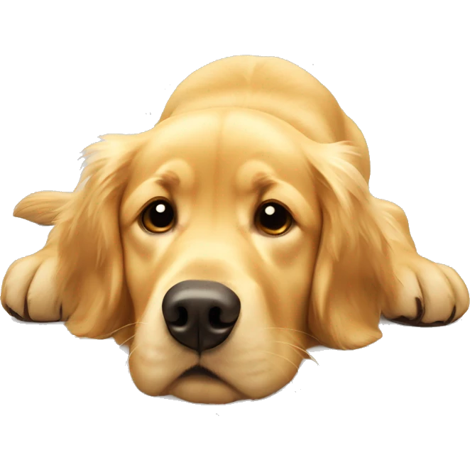 Golden retriever upside down looking up emoji
