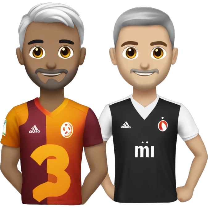 beşiktaş forması giymiş bir kız ve galatasaray forması giymiş bir erkek el ele yürüyorlar emoji