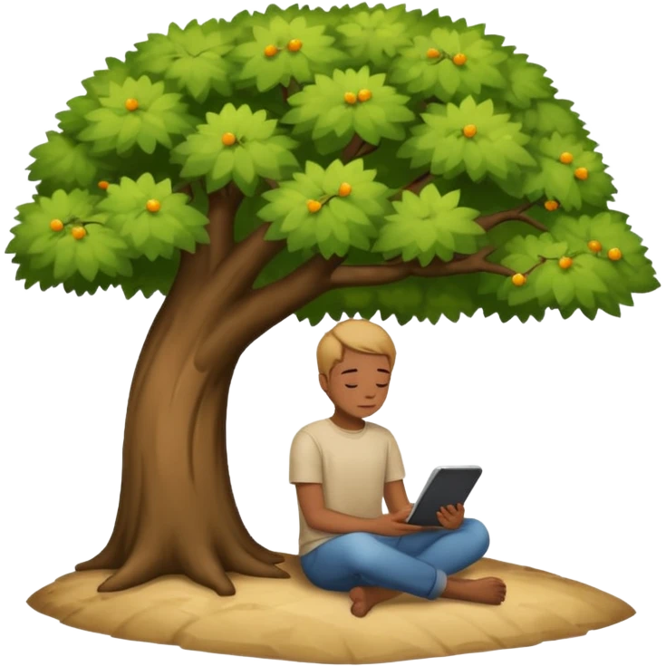 sitting alone under a tree emoji
