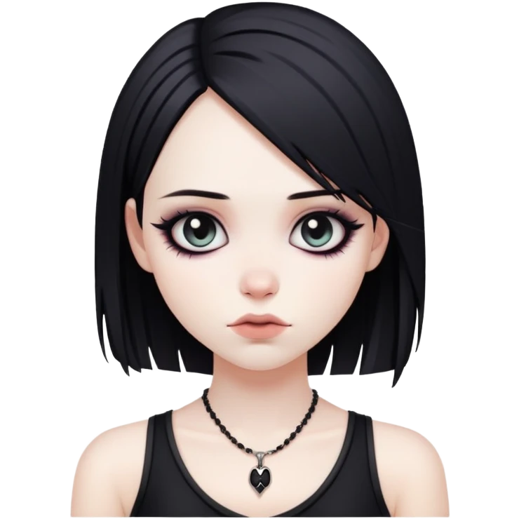 Cute goth/emo girl with low cut black top emoji