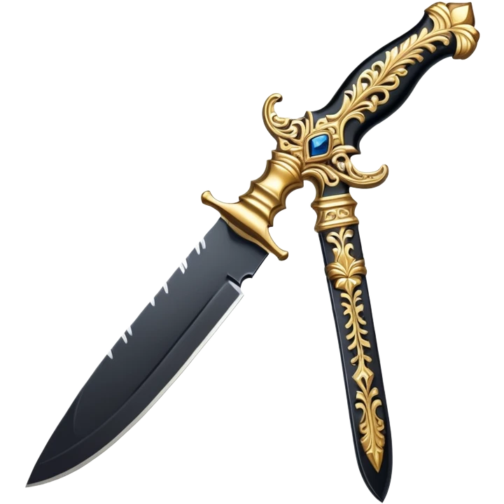 An ornate gilded knife with the blade made of obsidin emoji