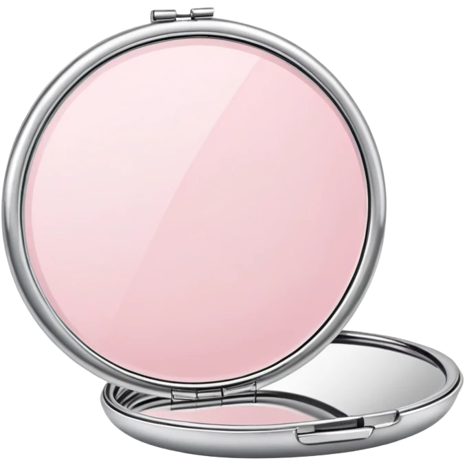 Powder pink pocket mirror, cute, half open emoji