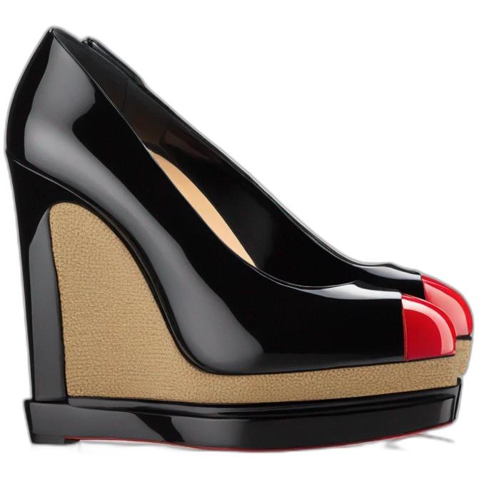 CHRISTIAN LOUBOUTIN UNE PLUME BLK PATENT WEDGE emoji