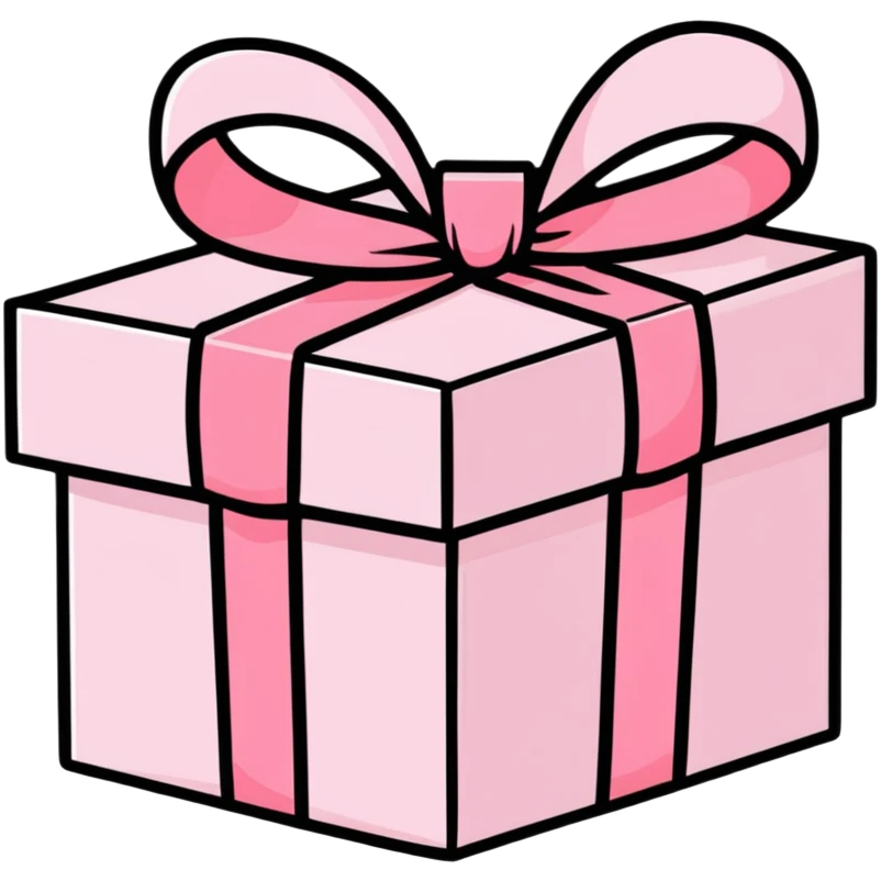 cute pink pastel gift box with ribbon, baby pink color emoji