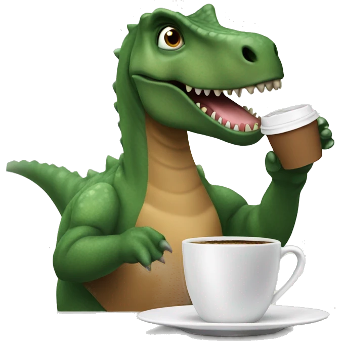 dinosaur drinking coffee emoji