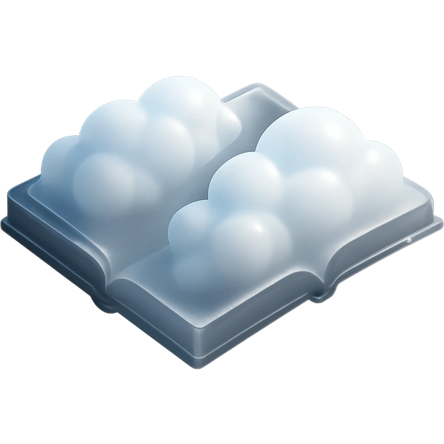 open book from above, each page is a separate cloud, very bright white, fluffy, convex, matte glass style emoji