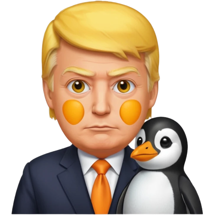 trump 抱企鹅 黄色脸emoji emoji