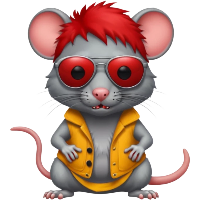 Zombie rat with red hair and sun glasses emoji